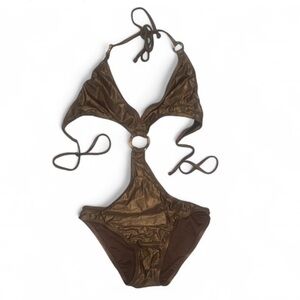 W Swimwear Brown Cut Out One Piece Swimsuit Size Medium